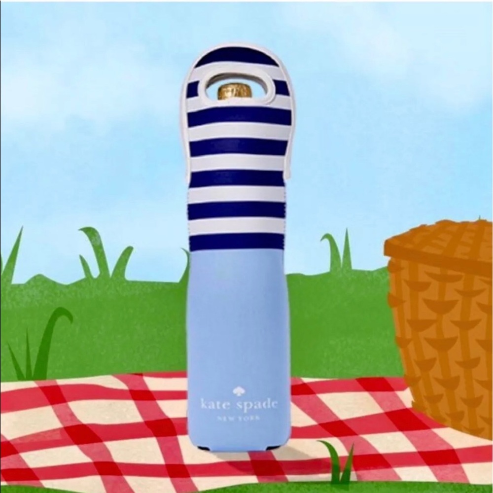 Kate Spade Wine Tote bag Blue White wine bottle